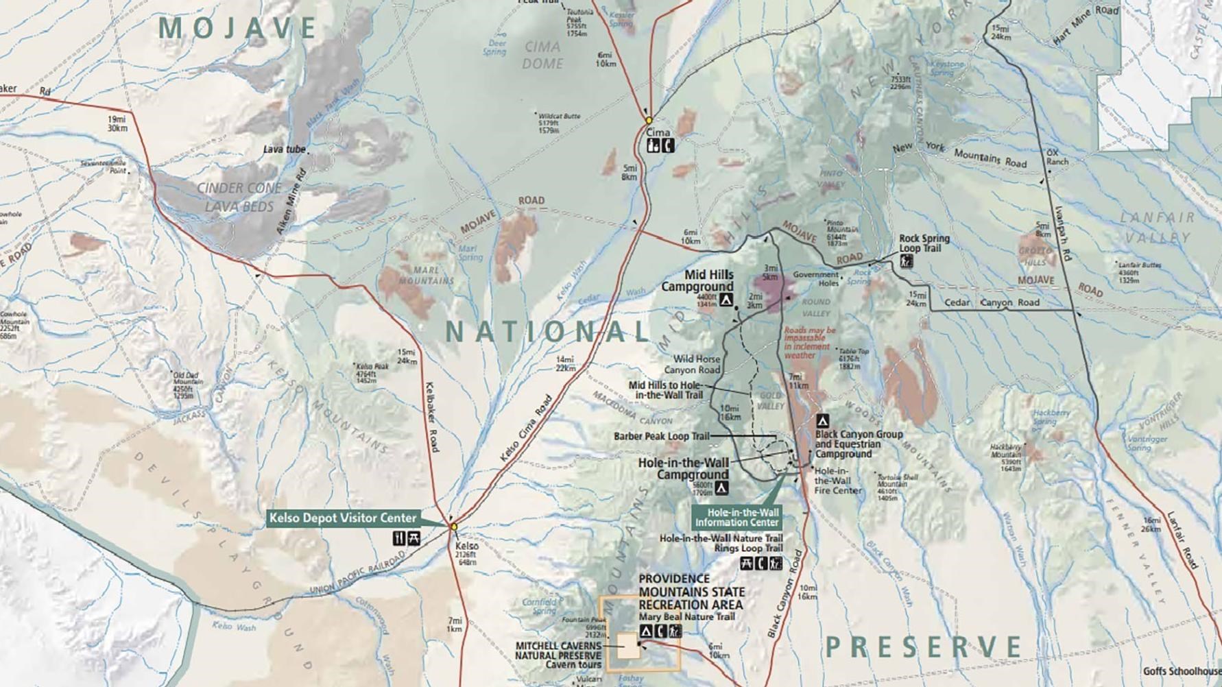 Mojave National Preserve Map NPS Unigrid Brochure California Route 66 Souvenir